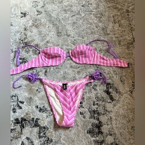Pink striped triangl bathing suit size medium
